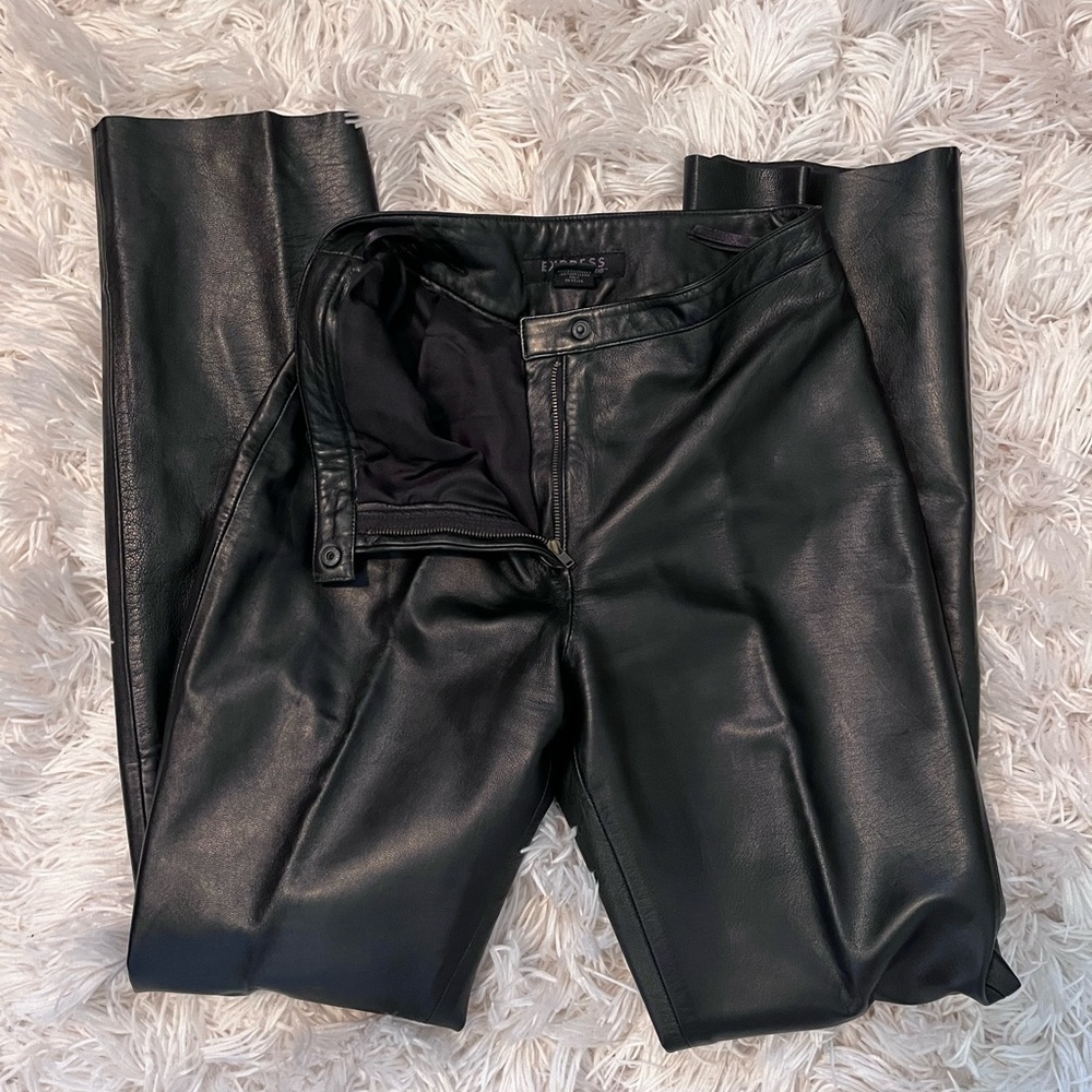 Express genuine black leather pants